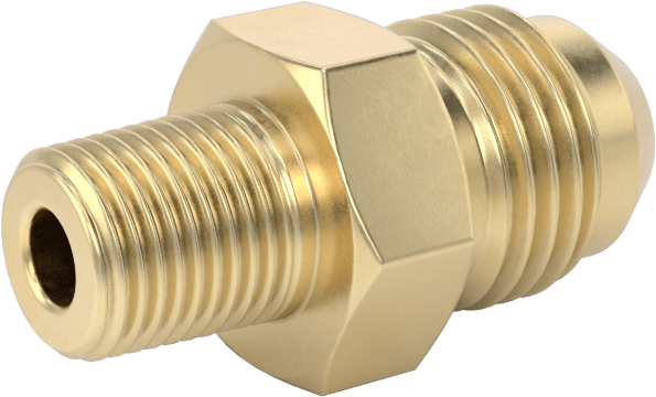 Bakır Boru için 37 Derece Genişletilmiş Bağlantı Parçası, Düz Adaptör, 3/8" Dış Çaplı Boru x 1/8 NPT Erkek için