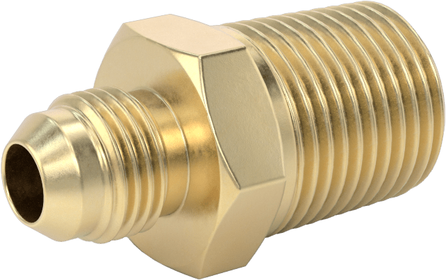 Bakır Boru için 37 Derece Genişletilmiş Bağlantı Parçası, Düz Adaptör, 3/8" Boru Dış Çapı x 1/2 NPT Erkek için