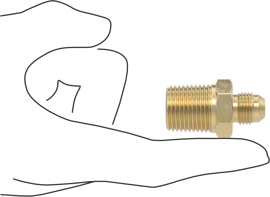 Bakır Boru için 37 Derece Genişletilmiş Bağlantı Parçası, Düz Adaptör, 3/8" Boru Dış Çapı x 1/2 NPT Erkek için