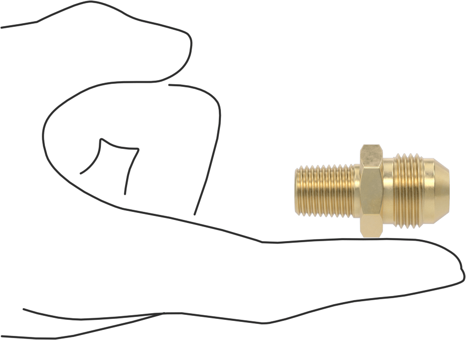 Bakır Boru için 37 Derece Genişletilmiş Bağlantı Parçası, 1/2" Dış Çaplı Boru x 1/4 NPT Erkek için Düz Adaptör