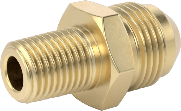 Bakır Boru için 37 Derece Genişletilmiş Bağlantı Parçası, 1/2" Dış Çaplı Boru x 1/4 NPT Erkek için Düz Adaptör