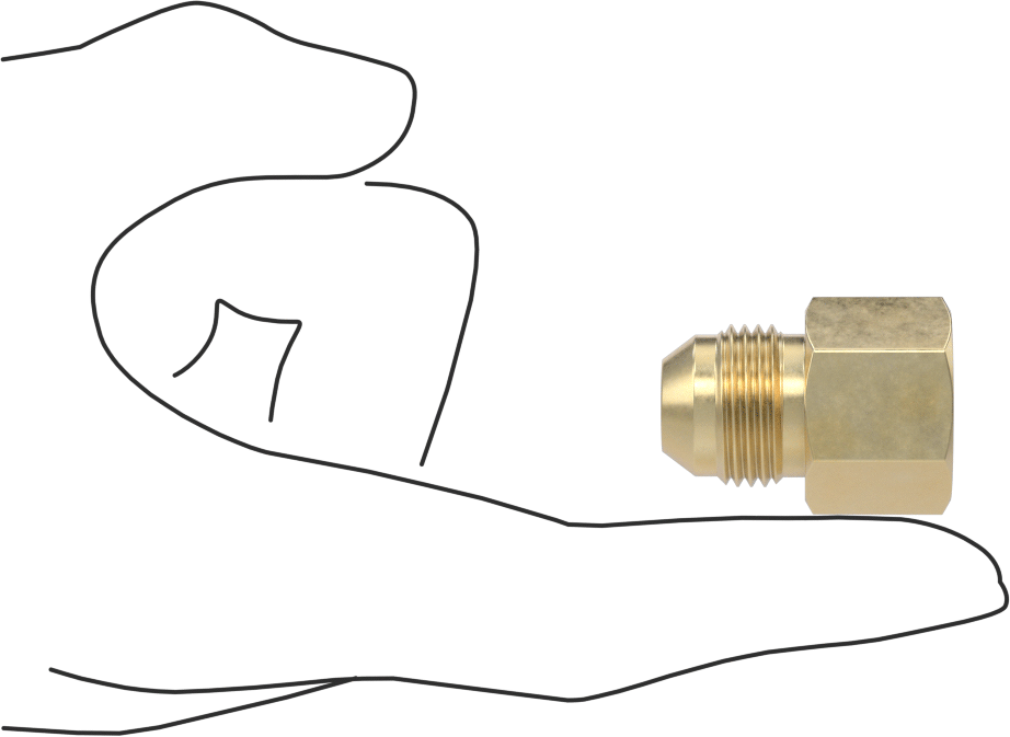 Bakır Boru için 37 Derece Genişletilmiş Bağlantı Parçası, 1/2" Dış Çaplı Boru x 1/4 NPT Dişi için Düz Adaptör