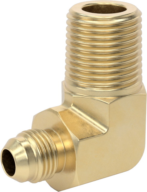 Bakır Boru için 37 Derece Genişletilmiş Bağlantı Parçası, 3/8" Dış Çaplı Boru x 1/2 NPT Erkek için 90 Derece Dirsek