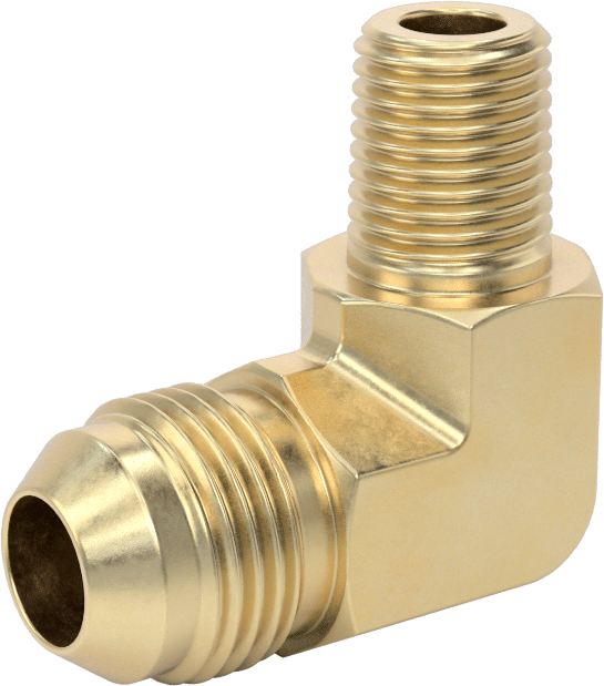 Bakır Boru için 37 Derece Genişletilmiş Bağlantı Parçası, 1/2" Dış Çaplı Boru x 1/4 NPT Erkek için 90 Derece Dirsek