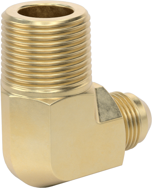 Bakır Boru için 37 Derece Genişletilmiş Bağlantı Parçası, 1/2" Dış Çaplı Boru x 3/4 NPT Erkek için 90 Derece Dirsek