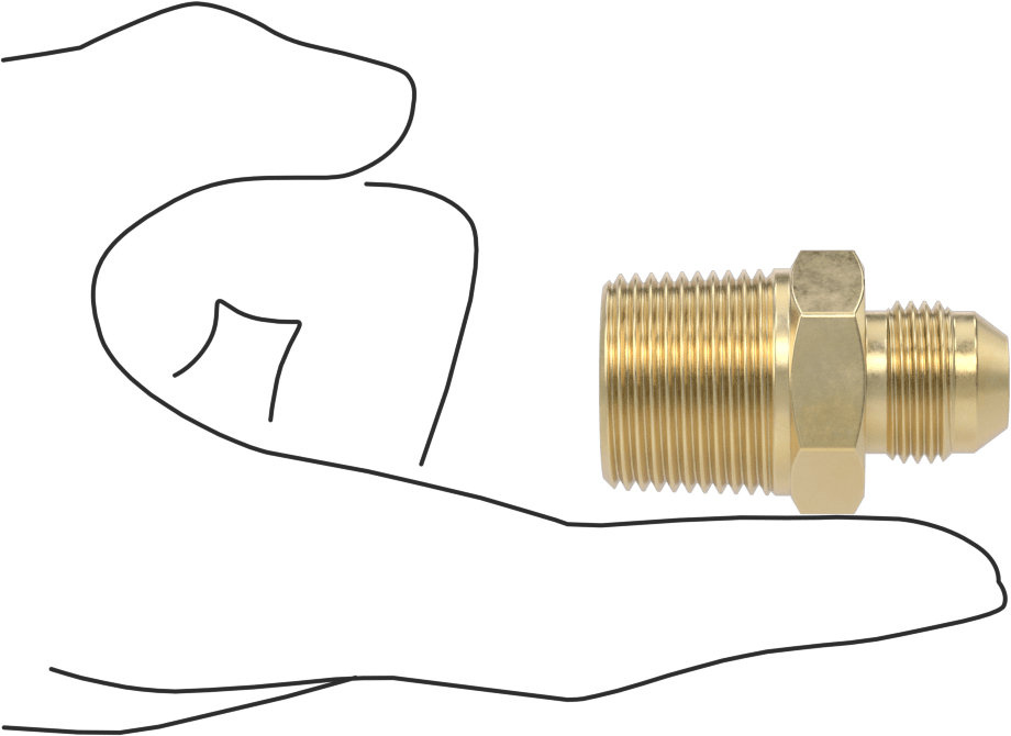 Bakır Boru için 37 Derece Genişletilmiş Bağlantı Parçası, 1/2" Dış Çaplı Boru x 3/4 NPT Erkek için Düz Adaptör