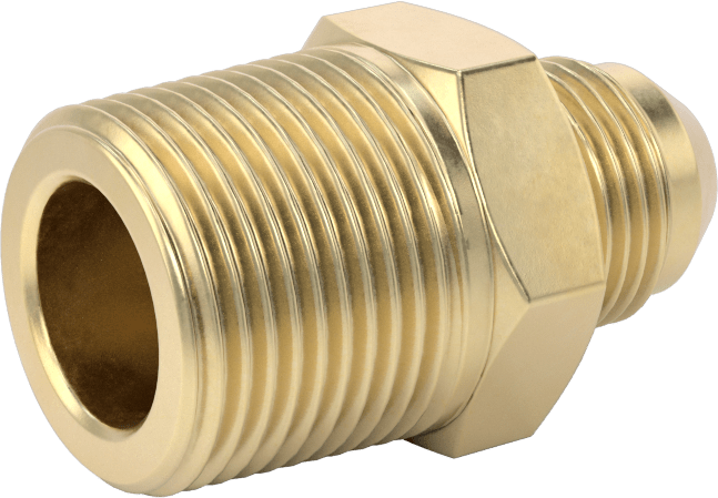 Bakır Boru için 37 Derece Genişletilmiş Bağlantı Parçası, 1/2" Dış Çaplı Boru x 3/4 NPT Erkek için Düz Adaptör