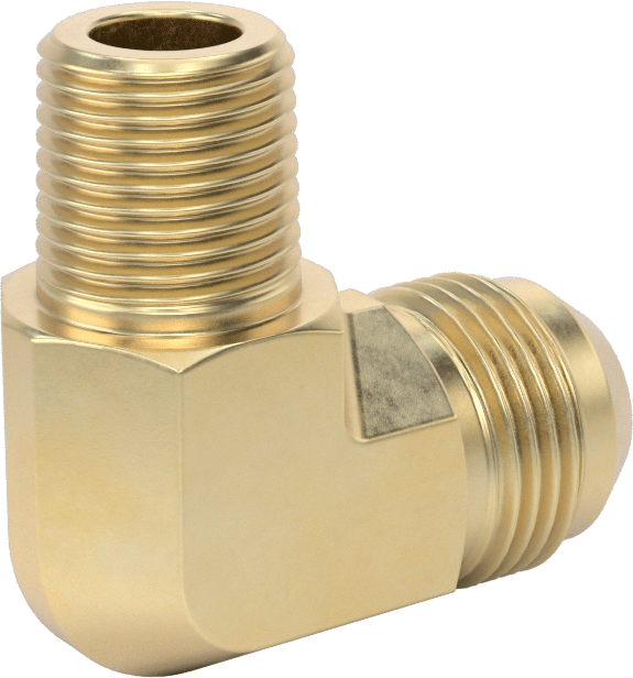 Bakır Boru için 37 Derece Genişletilmiş Bağlantı Parçası, 3/4" Dış Çaplı Boru x 1/2 NPT Erkek için 90 Derece Dirsek