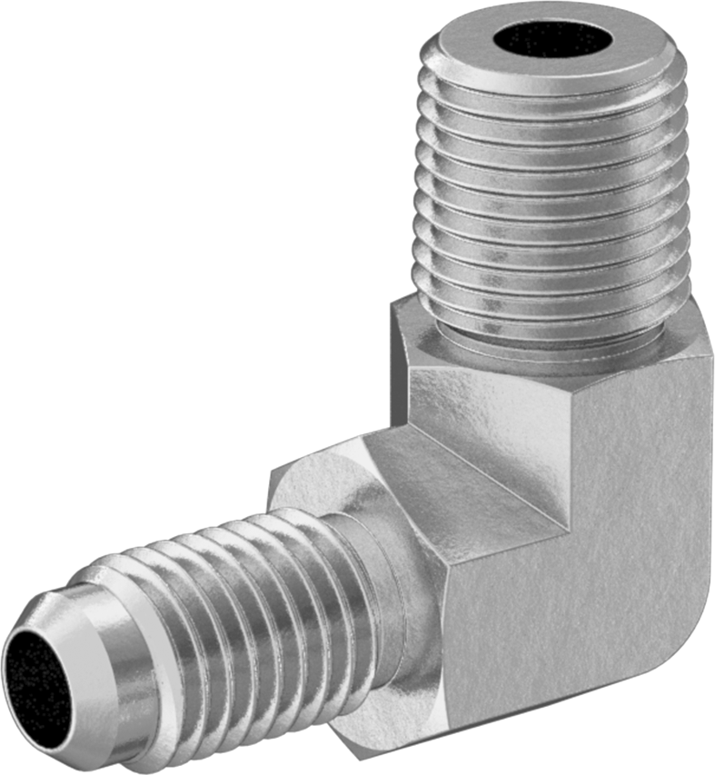 Bakır Boru için 37 Derece Genişletilmiş Bağlantı Parçası, 1/4" Dış Çaplı Boru x 1/8 NPT Erkek için 90 Derece Dirsek