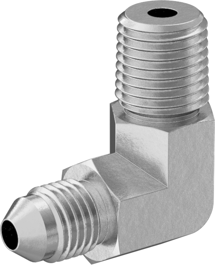 Bakır Boru için 37 Derece Genişletilmiş Bağlantı Parçası, 1/4" Boru Dış Çapı x 1/4 NPT Erkek için 90 Derece Dirsek