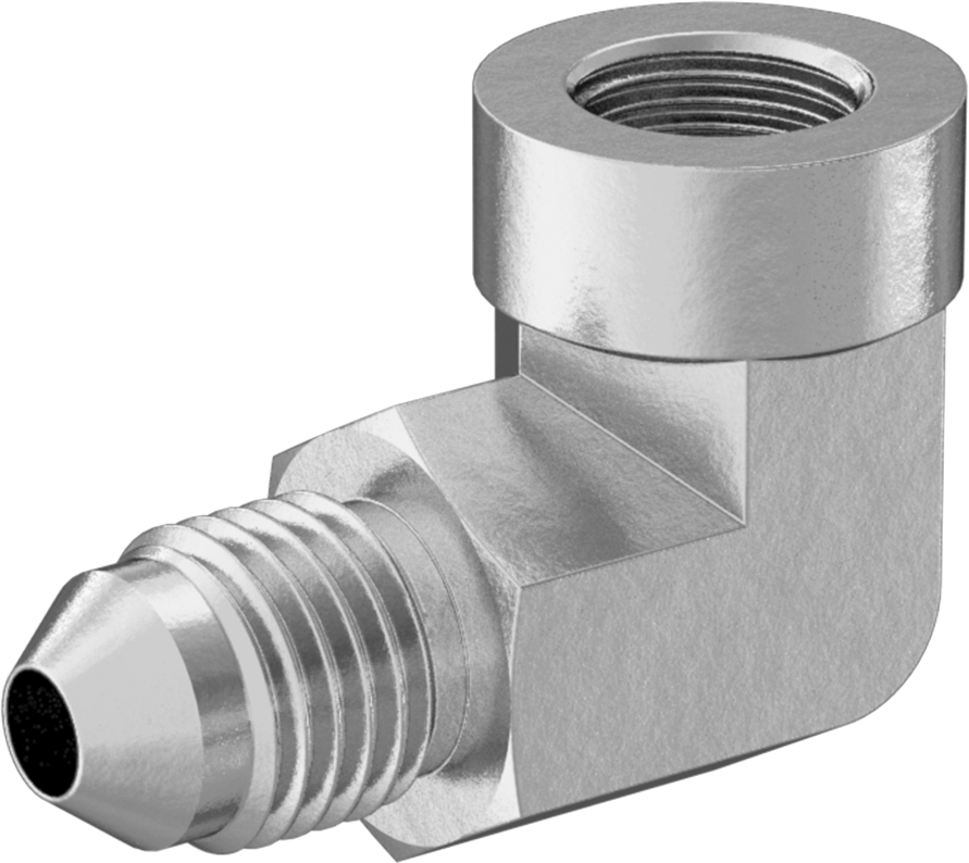 Bakır Boru için 37 Derece Genişletilmiş Bağlantı Parçası, 1/4" Dış Çaplı Boru x 1/8 NPT Dişi için 90 Derece Dirsek