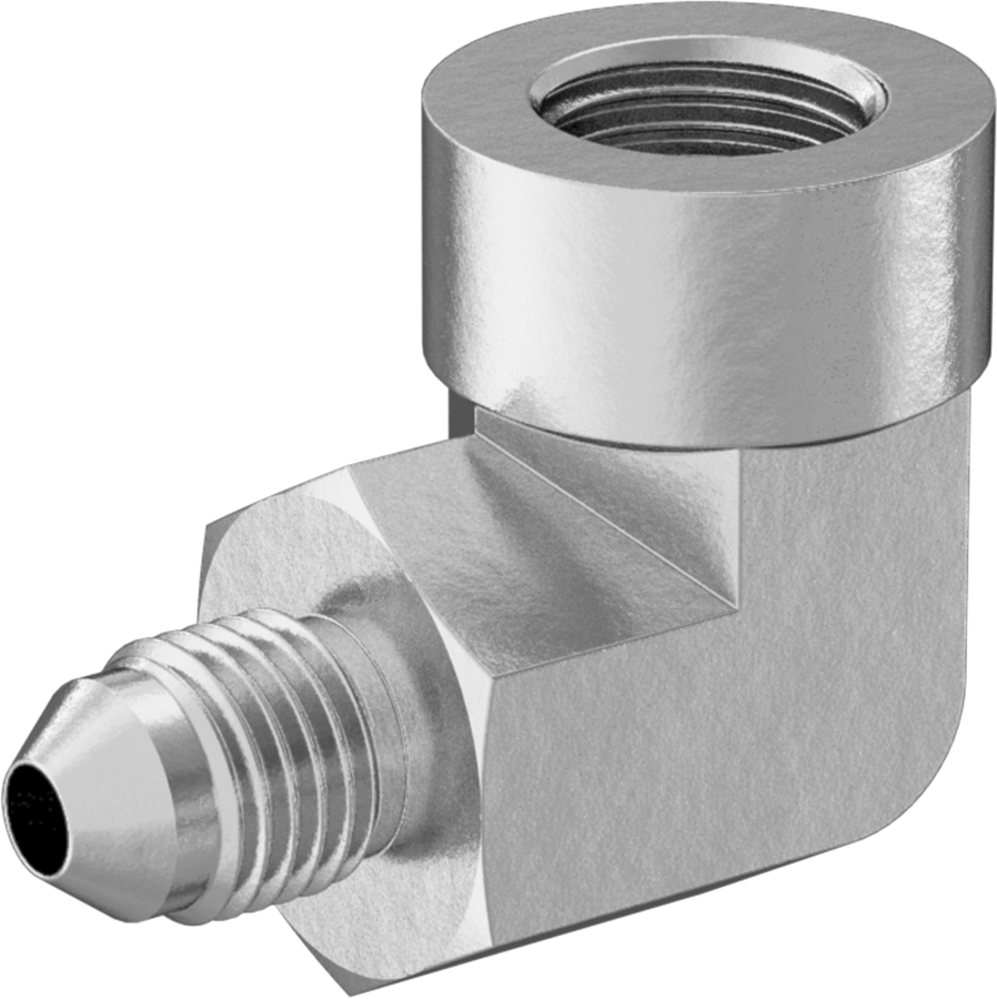 Bakır Boru için 37 Derece Genişletilmiş Bağlantı Parçası, 1/4" Dış Çaplı Boru x 1/4 NPT Dişi için 90 Derece Dirsek