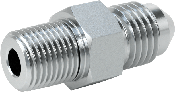 Çelik Boru için 37 Derece Genişletilmiş Bağlantı Parçası, 1/4" Dış Çaplı Boru x 1/8 NPTF için Erkek Düz Adaptör