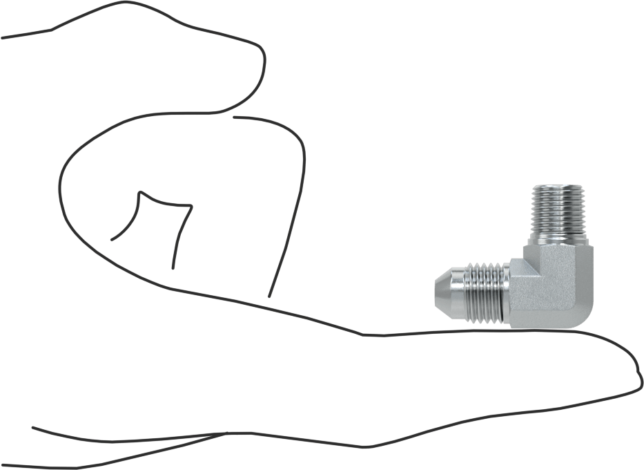 Çelik Boru için 37 Derece Genişletilmiş Bağlantı Parçası, 1/4" Dış Çaplı Boru için Erkek 90 Derece Dirsek Adaptörü, 1/8 NPTF