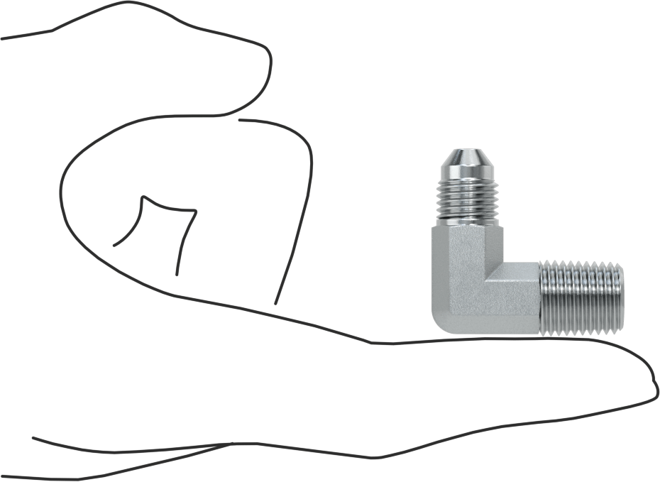 Çelik Boru için 37 Derece Genişletilmiş Bağlantı Parçası, 1/4" Dış Çaplı Boru için Erkek 90 Derece Dirsek Adaptörü, 1/4 NPTF