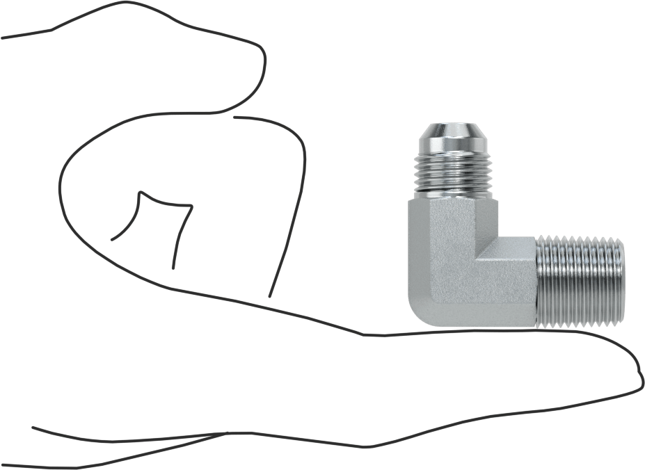 Çelik Boru için 37 Derece Genişletilmiş Bağlantı Parçası, 3/8" Dış Çaplı Boru için Erkek 90 Derece Dirsek Adaptörü, 3/8 NPTF