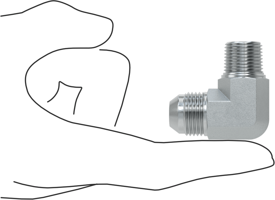 Çelik Boru için 37 Derece Genişletilmiş Bağlantı Parçası, 1/2" Dış Çaplı Boru için Erkek 90 Derece Dirsek Adaptörü, 3/8 NPTF