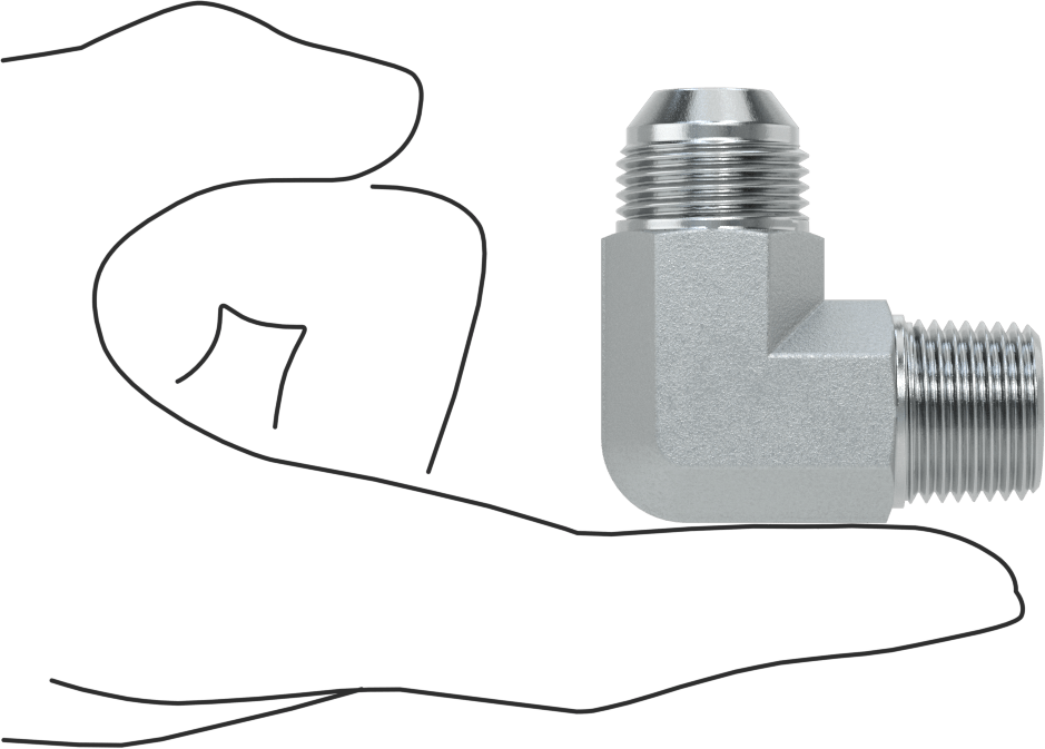 Çelik Boru için 37 Derece Genişletilmiş Bağlantı Parçası, 5/8" Dış Çaplı Boru x 1/2 NPTF için Erkek 90 Derece Adaptör