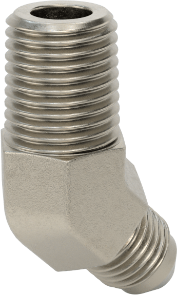 Çelik Boru için 37 Derece Genişletilmiş Bağlantı Parçası, Erkek 45 Derece Dirsek Adaptörü, 1/4" Boru Dış Çapı için, 1/4 NPTF
