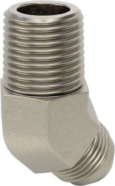 Çelik Boru için 37 Derece Genişletilmiş Bağlantı Parçası, Erkek 45 Derece Dirsek Adaptörü, 1/2" Boru Dış Çapı için, 1/2 NPTF