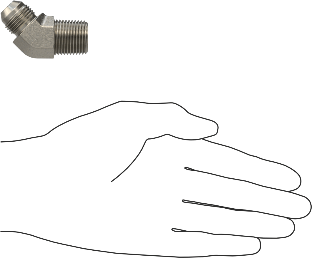 Çelik Boru için 37 Derece Genişletilmiş Bağlantı Parçası, Erkek 45 Derece Dirsek Adaptörü, 1/2" Boru Dış Çapı için, 1/2 NPTF