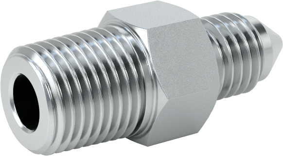 Çelik Boru için 37 Derece Genişletilmiş Bağlantı Parçası, 1/8" Dış Çaplı Boru x 1/8 NPTF için Erkek Düz Adaptör