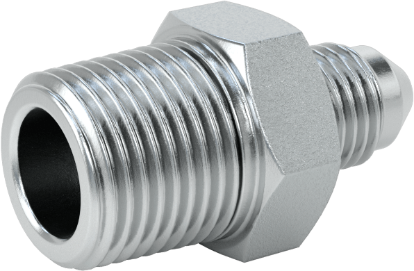 Çelik Boru için 37 Derece Genişletilmiş Bağlantı Parçası, 1/4" Dış Çaplı Boru x 3/8 NPTF için Erkek Düz Adaptör