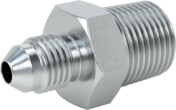 Çelik Boru için 37 Derece Genişletilmiş Bağlantı Parçası, 1/4" Dış Çaplı Boru x 3/8 NPTF için Erkek Düz Adaptör