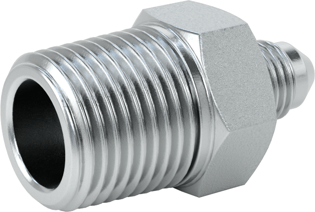 Çelik Boru için 37 Derece Genişletilmiş Bağlantı Parçası, 1/4" Dış Çaplı Boru x 1/2 NPTF için Erkek Düz Adaptör