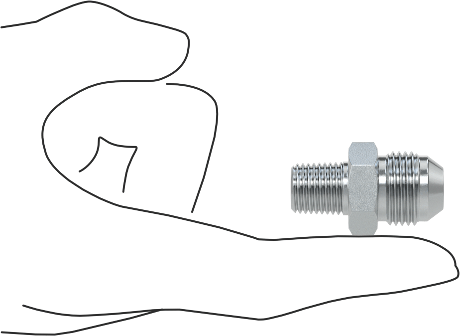 Çelik Boru için 37 Derece Genişletilmiş Bağlantı Parçası, 1/2" Dış Çaplı Boru x 1/4 NPTF için Erkek Düz Adaptör