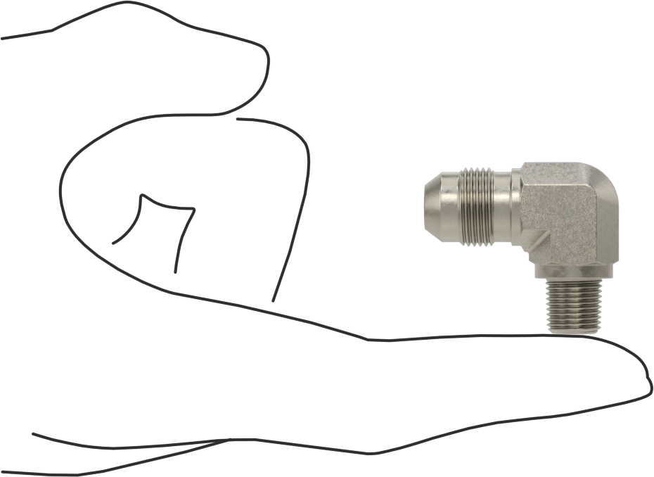 Çelik Boru için 37 Derece Genişletilmiş Bağlantı Parçası, 3/8" Dış Çaplı Boru için Erkek 90 Derece Dirsek Adaptörü, 1/8 NPTF