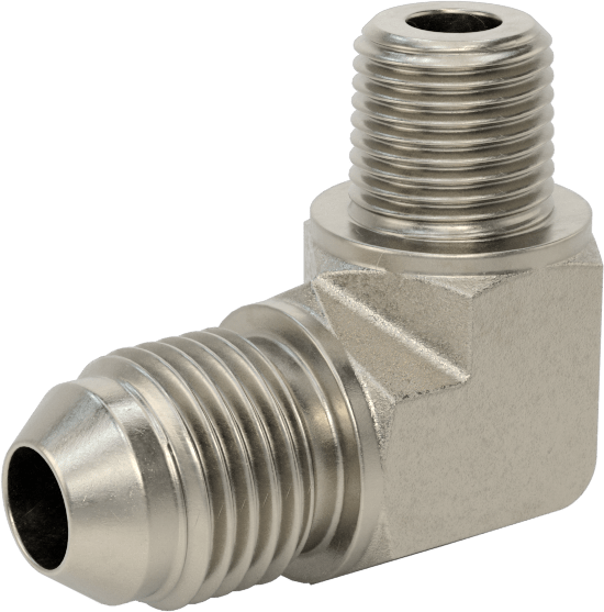 Çelik Boru için 37 Derece Genişletilmiş Bağlantı Parçası, Erkek, 90 Derece, 5/16" Boru Dış Çapı için, 1/8 NPTF, 4000 PSI Maksimum