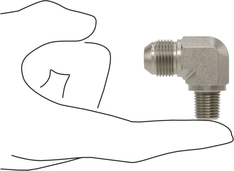 Çelik Boru için 37 Derece Genişletilmiş Bağlantı Parçası, 1/2" Dış Çaplı Boru için Erkek 90 Derece Dirsek Adaptörü, 1/4 NPTF
