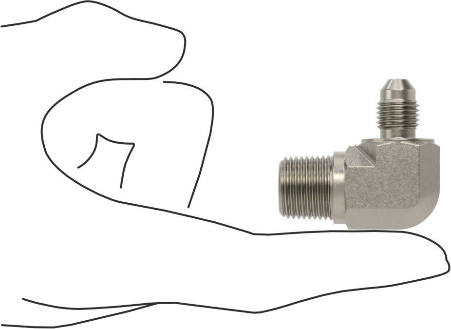 Çelik Boru için 37 Derece Genişletilmiş Bağlantı Parçası, 1/4" Dış Çaplı Boru için Erkek 90 Derece Dirsek Adaptörü, 3/8 NPTF