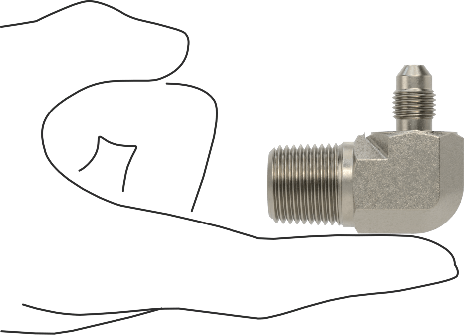 Çelik Boru için 37 Derece Genişletilmiş Bağlantı Parçası, 1/4" Dış Çaplı Boru için Erkek 90 Derece Dirsek Adaptörü, 1/2 NPTF