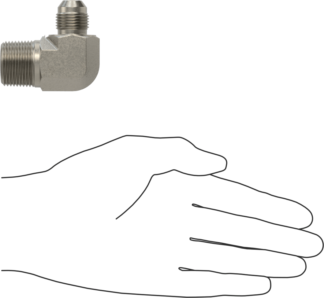 Çelik Boru için 37 Derece Genişletilmiş Bağlantı Parçası, 1/2" Dış Çaplı Boru için Erkek 90 Derece Dirsek Adaptörü, 3/4 NPTF