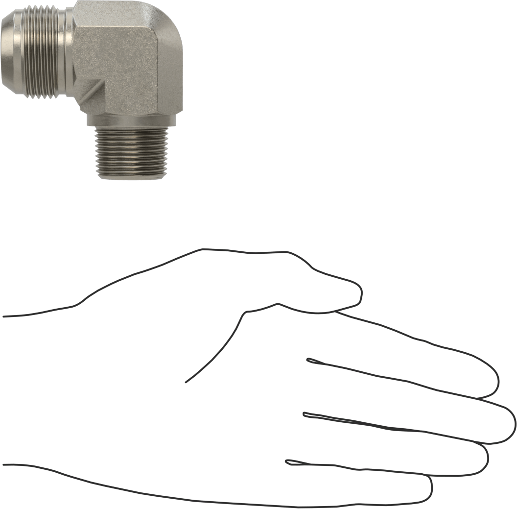Çelik Boru için 37 Derece Genişletilmiş Bağlantı Parçası, 1" Dış Çaplı Boru x 3/4 NPTF için Erkek 90 Derece Dirsek Adaptör