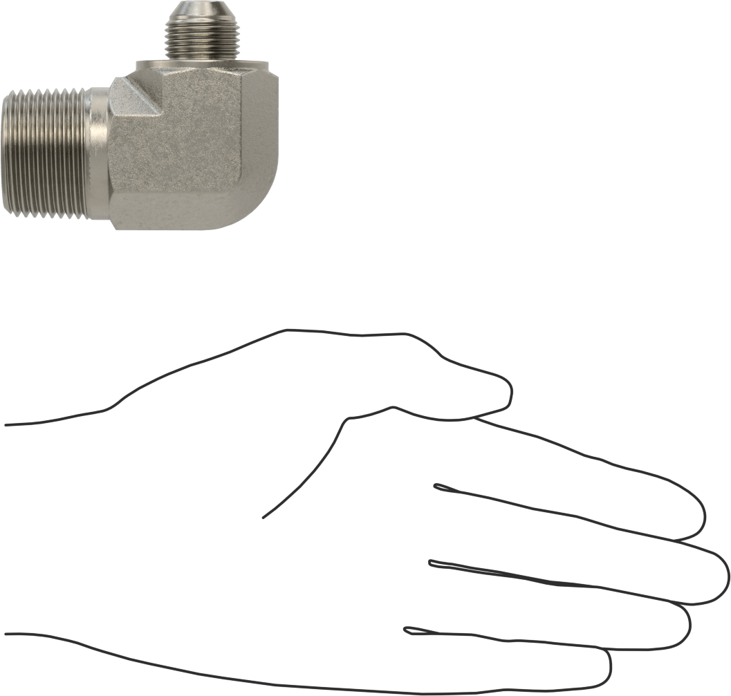 Çelik Boru için 37 Derece Genişletilmiş Bağlantı Parçası, 1/2" Dış Çaplı Boru x 1 NPTF için Erkek 90 Derece Dirsek Adaptörü