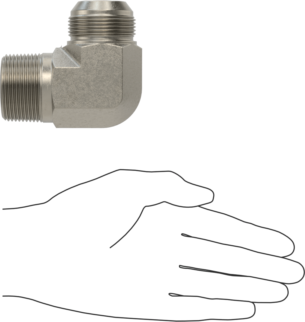 Çelik Boru için 37 Derece Genişletilmiş Bağlantı Parçası, 1-1/4" Dış Çaplı Boru x 1-1/4 NPTF için Erkek 90 Derece Adaptör