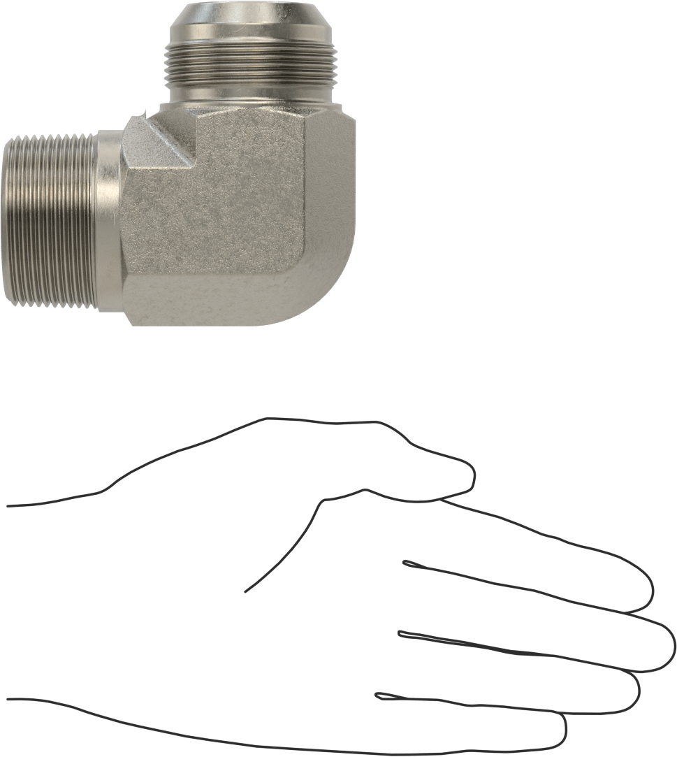 Çelik Boru için 37 Derece Genişletilmiş Bağlantı Parçası, 1-1/2" Dış Çaplı Boru x 1-1/2 NPTF için Erkek 90 Derece Adaptör