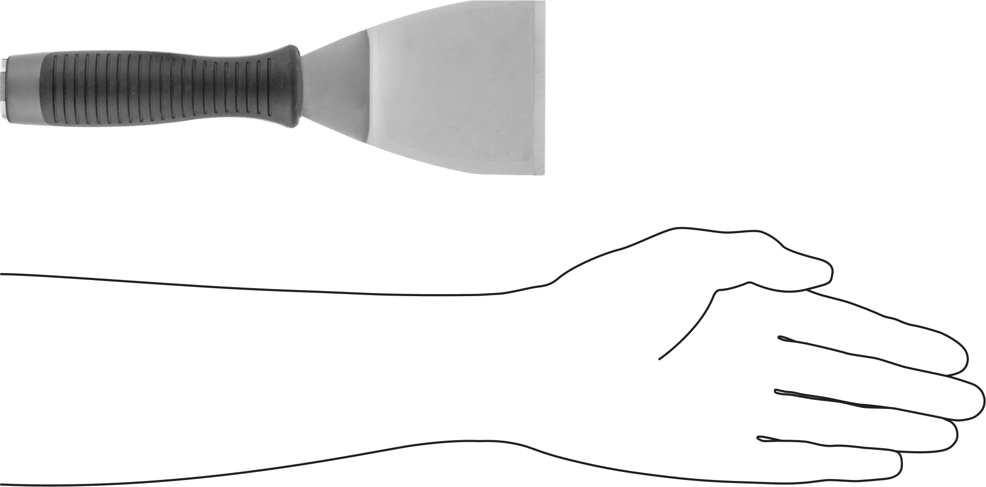 Uzun Uçlu Çelik Bıçaklı Macun Sürme Bıçağı, Bükülmüş, 3“ Genişlik x 4,25” Uzunluk x 0,06" Kalınlık