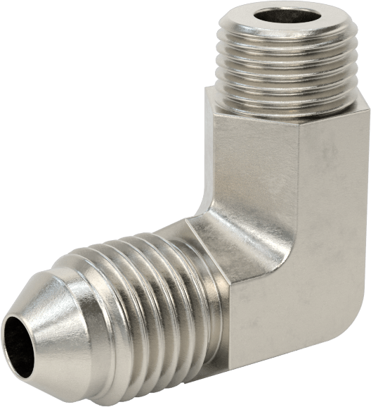 Paslanmaz Çelik Boru için 37 Derece Genişletilmiş Bağlantı Parçası, 1/4" Boru Dış Çapı x 1/8 NPT Erkek için 90 Derece Adaptör