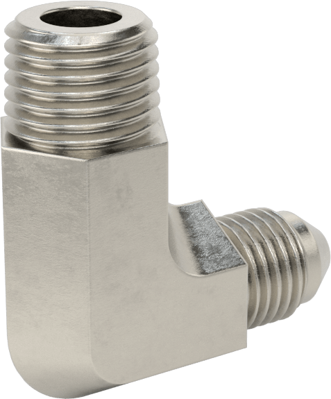 Paslanmaz Çelik Boru için 37 Derece Genişletilmiş Bağlantı Parçası, 1/4" Dış Çaplı Boru x 1/4 NPT Erkek için 90 Derece Adaptör