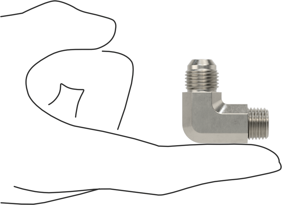 Paslanmaz Çelik Boru için 37 Derece Genişletilmiş Bağlantı Parçası, 3/8" Dış Çaplı Boru x 1/4 NPT Erkek için 90 Derece Adaptör
