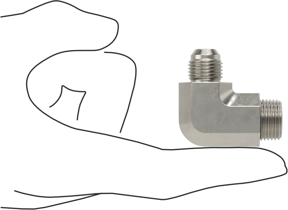 Paslanmaz Çelik Boru için 37 Derece Genişletilmiş Bağlantı Parçası, 3/8" Boru Dış Çapı x 3/8 NPT Erkek için 90 Derece Adaptör