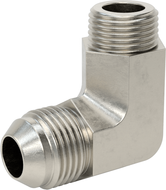 Paslanmaz Çelik Boru için 37 Derece Genişletilmiş Bağlantı Parçası, 1/2" Dış Çaplı Boru x 3/8 NPT Erkek için 90 Derece Adaptör