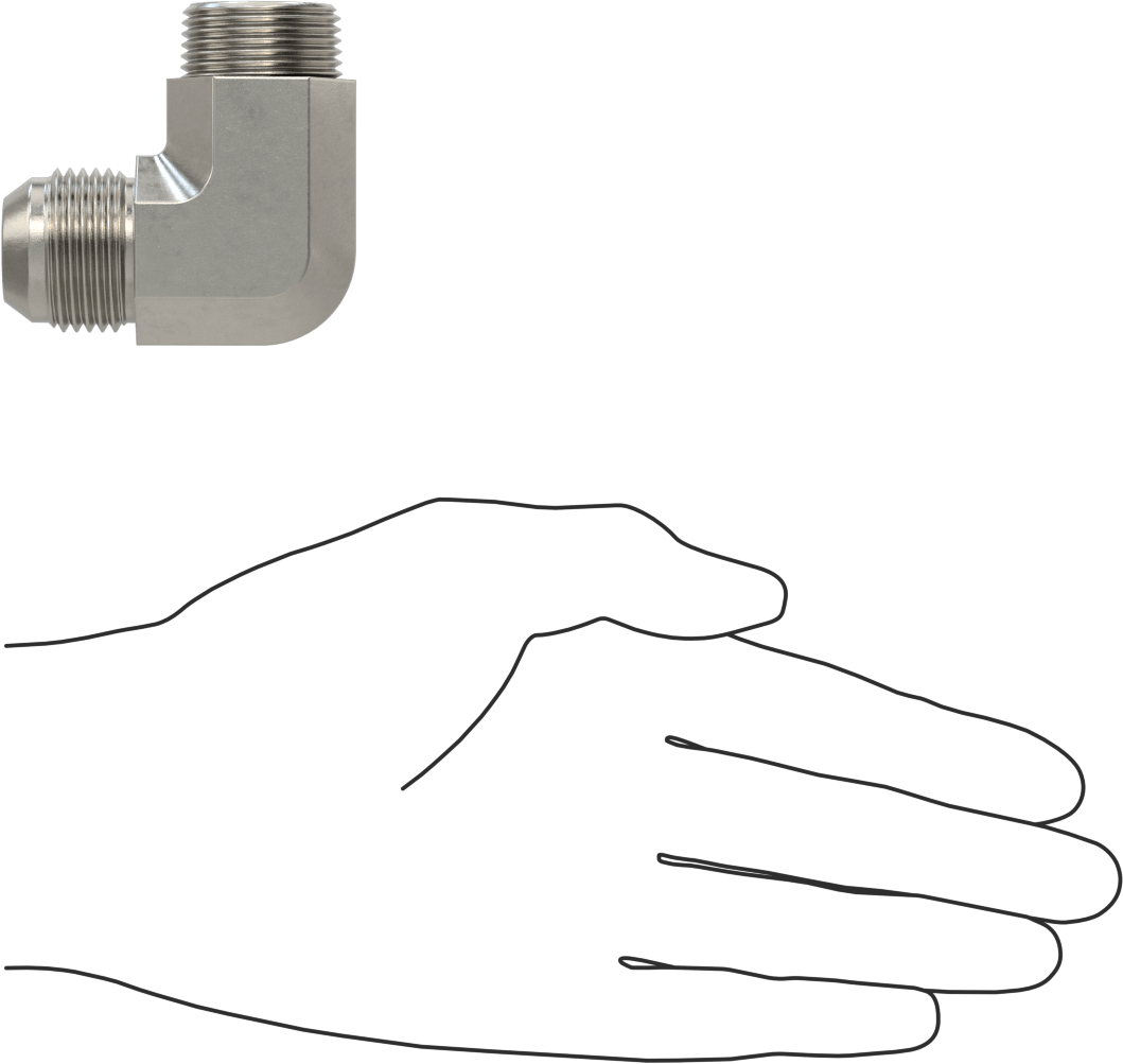 Paslanmaz Çelik Boru için 37 Derece Genişletilmiş Bağlantı Parçası, 3/4" Dış Çaplı Boru x 3/4 NPT Erkek için 90 Derece Adaptör
