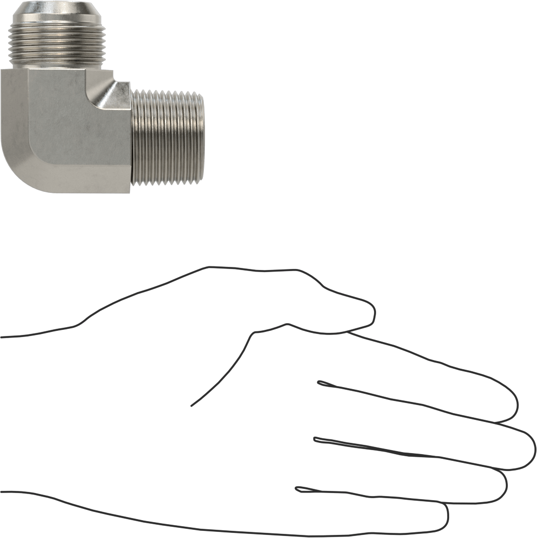 Paslanmaz Çelik Boru için 37 Derece Genişletilmiş Bağlantı Parçası, 1" Dış Çaplı Boru x 1 NPT Erkek için 90 Derece Adaptör