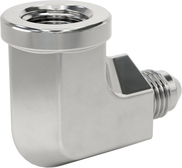 Paslanmaz Çelik Boru için 37 Derece Genişletilmiş Bağlantı Parçası, 1/4" Dış Çaplı Boru x 1/4 NPT Dişi için 90 Derece Adaptör