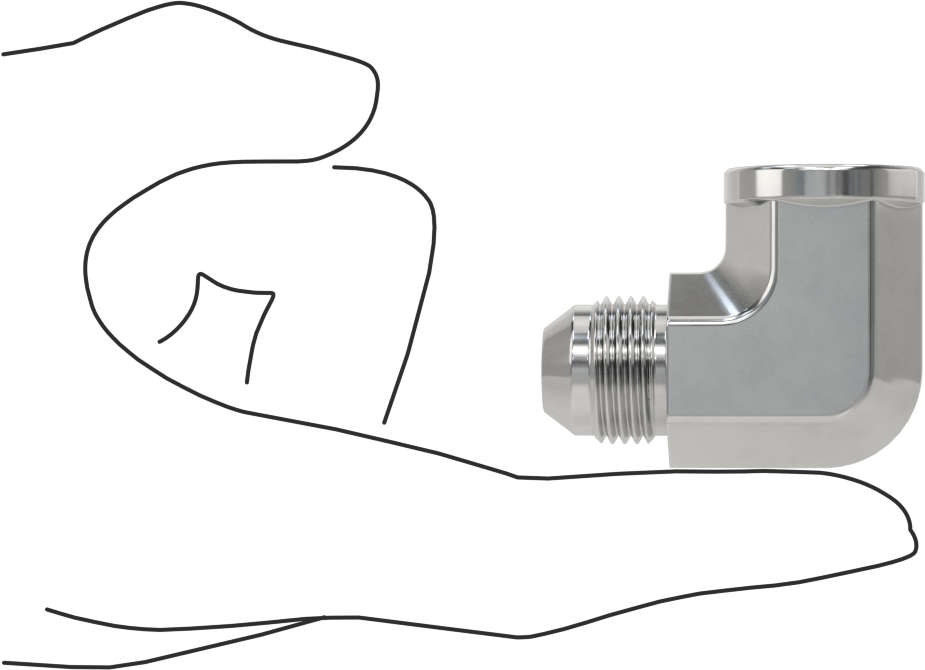 Paslanmaz Çelik Boru için 37 Derece Genişletilmiş Bağlantı Parçası, 1/2" Dış Çaplı Boru x 3/8 NPT Dişi için 90 Derece Adaptör